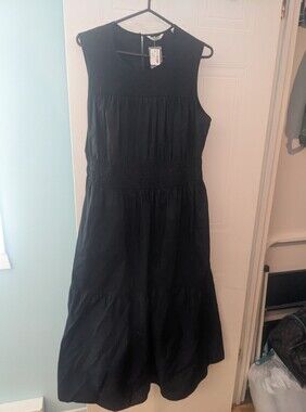 Penningtons Black Sleeveless Halter Smocked Waist Maxi Dress -